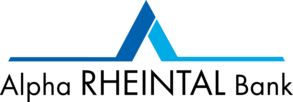 Logo der Alpha Rheintal Bank mit blauem Dreieck-Symbol