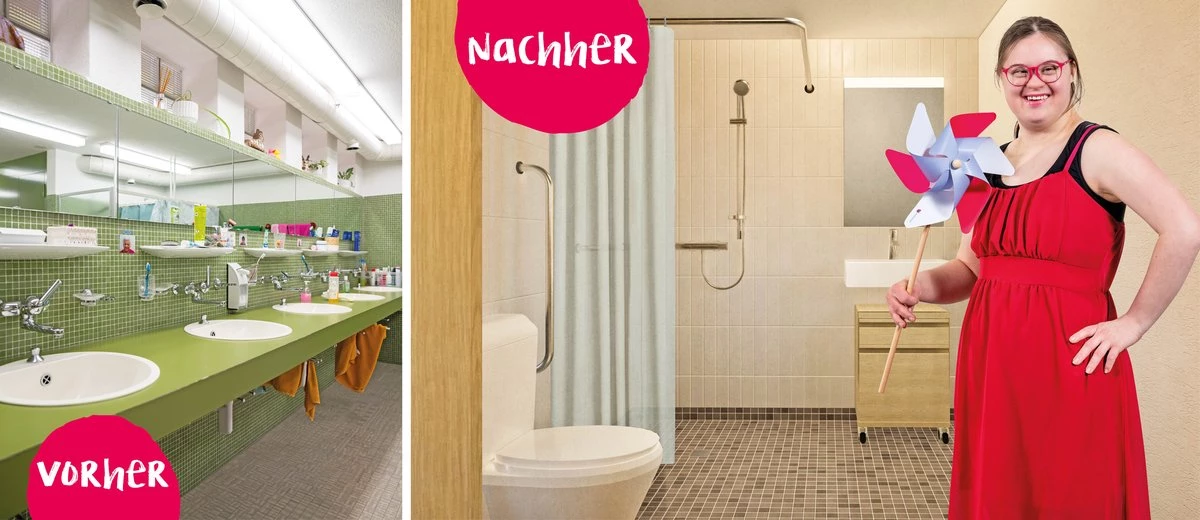 Badezimmer-Renovation vorher und nachher: Von Gemeinschaftsbad zu modernem Einzelbad mit Bewohnerin